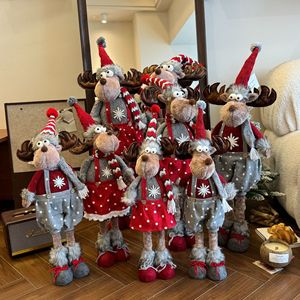 Elonna New Design Funny Christmas Elk Standing Telescopic Cloth <b>Doll</b> <b>Handmade</b> Modern Home Decor Window Ornament - Product Image 2