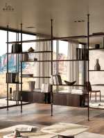 Système de dressing modulaire de luxe en noyer massif avec éclairage LED et solution de rangement