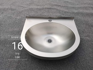 Lavabo Redondo de Acero Inoxidable para Baño, Montado en la Pared, con Desagüe, Acabado Pulido, Diseño Industrial - Product Image 6