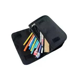 กระเป๋าใส่ดินสอผ้าพิมพ์ลายโน้ตดนตรีหลากสีสัน รูปสามเหลี่ยม พับได้สองชั้น สำหรับเด็กชาย/เด็กหญิง ของขวัญที่ดีที่สุด การ์ตูน 3 มิติ สำหรับเด็ก - Product Image 6