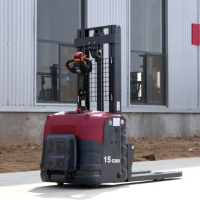 Apilador Eléctrico de 1.5t (1500kg) con Plataforma para Operador, Elevador de Palets para Almacén, Batería de Litio-Ion de 48V, Desplazador Lateral Hidráulico