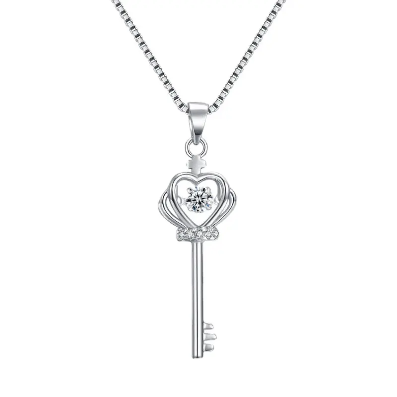 Collier avec pendentif de pendentif, clé d'amour, pour la saint-valentin, en argent Sterling 925, serrure en diamant de danse, CZ, pour les amoureux
