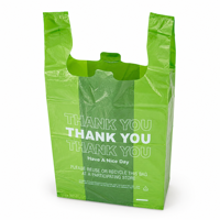 Sac de courses imperméable en HDPE vert recyclable avec poignée pour la livraison de repas à emporter en restaurant, avec logo personnalisé – Merci pour votre commande