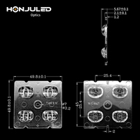 HONJU 5050 SMD 4-en-1 Lentille optique collimateur LED TIR Anti-UV en PC IP65 Transmittance >90% pour éclairage commercial extérieur