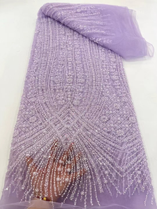 NI.AI Gray Color Luxury Classic Style with Butterfly Design Net <strong>Lace</strong> Embroidered French Pearl Heavy for Wedding Parties LY6186 - Product Image 4