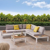 Nouvel ensemble de mobilier de jardin extérieur 2025 avec table foyer, ensembles de conversation modernes pour patio, canapé sectionnel en métal et rotin PE