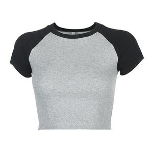 High Quality New Fashion Wholesale Short Sleeve Crop Top Women Dance Custom Crop Top Tshirt With Ringer Women <b>Baby</b> <b>Tees</b> - Product Image 3