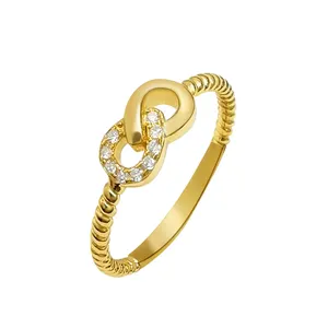 CZ piedras preciosas de símbolo de infinito de Plata de Ley 925 de dedo anillos para las mujeres de moda 18K Chapado en joyería