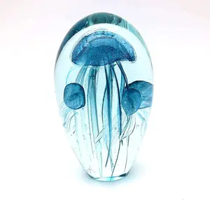 Beautiful decorations glass jellyfish blown paperweight