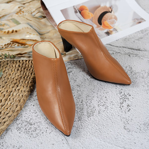 Nuevas Pantuflas de Tacón Grueso y Punta Puntiaguda, Elegantes, Talla Grande, Sexys y a la Moda, Tipo Baotou, para Verano - Product Image 6