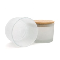 LKA06M Verre à boire en verre givré blanc fait main de 16 oz avec couvercle en bambou pour la décoration de la maison