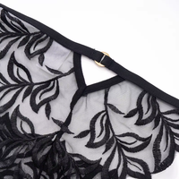Setelan pakaian dalam wanita seksi dua potong, Bra dan celana dalam jaring bordir klasik dengan Logo kustom, Set Lingerie seksi wanita untuk wanita