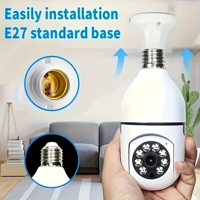 H008A Cylinder Security Camera Outdoor WiFi 5GHz 180-Degree Night Vision CMOS E27 Socket Pan-Tilt Two-Way Audio Built-In Mic