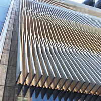 Panneau mural ondulé en aluminium pour bâtiment Système de profilés pour mur-rideau extérieur en aluminium Revêtement mural en aluminium Façade cinétique