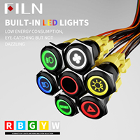 Desarrollo de patente FILN de 19mm 185 opciones de símbolos interruptores de botón estilo enchufable con arnés de cables iluminado para máquina