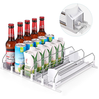 Organisateur de boissons pour réfrigérateur et étagère de supermarché, système de rangement de boissons à double ressort amélioré avec poussoir automatique