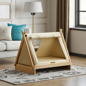 Hamac semi-fermé en bois massif écologique pour animaux de compagnie (chats et chiens) – Grand format, hiver comme été, avec éponge douce – OEM, emballage carton - Product Image 1