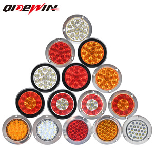 Qideguan <b>LED</b> Tail <b>Lights</b> 12-24V <b>Round</b> Dual Color Truck Side <b>Lights</b> With Turn Signals - Product Image 1