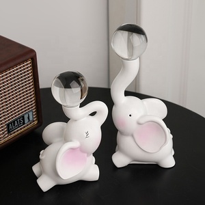 Fleurs en céramique blanche éléphant amoureux statue décor à la maison artisanat chambre décoration mariage ornement porcelaine jardin animal figurine - Product Image 3