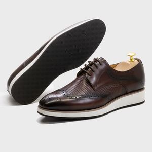 Nouvelles Chaussures Derby Décontractées en Cuir Véritable Tendance et Intemporelles pour Hommes - Fermeture à Lacets, Confortables et Légères pour le Bureau et la Carrière - Product Image 3