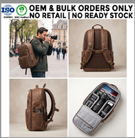 Sac à dos pour appareil photo en cuir PU vegan de luxe, sac de photographie DSLR haut de gamme, étiquette privée personnalisée pour l'Amérique du Nord et l'Europe