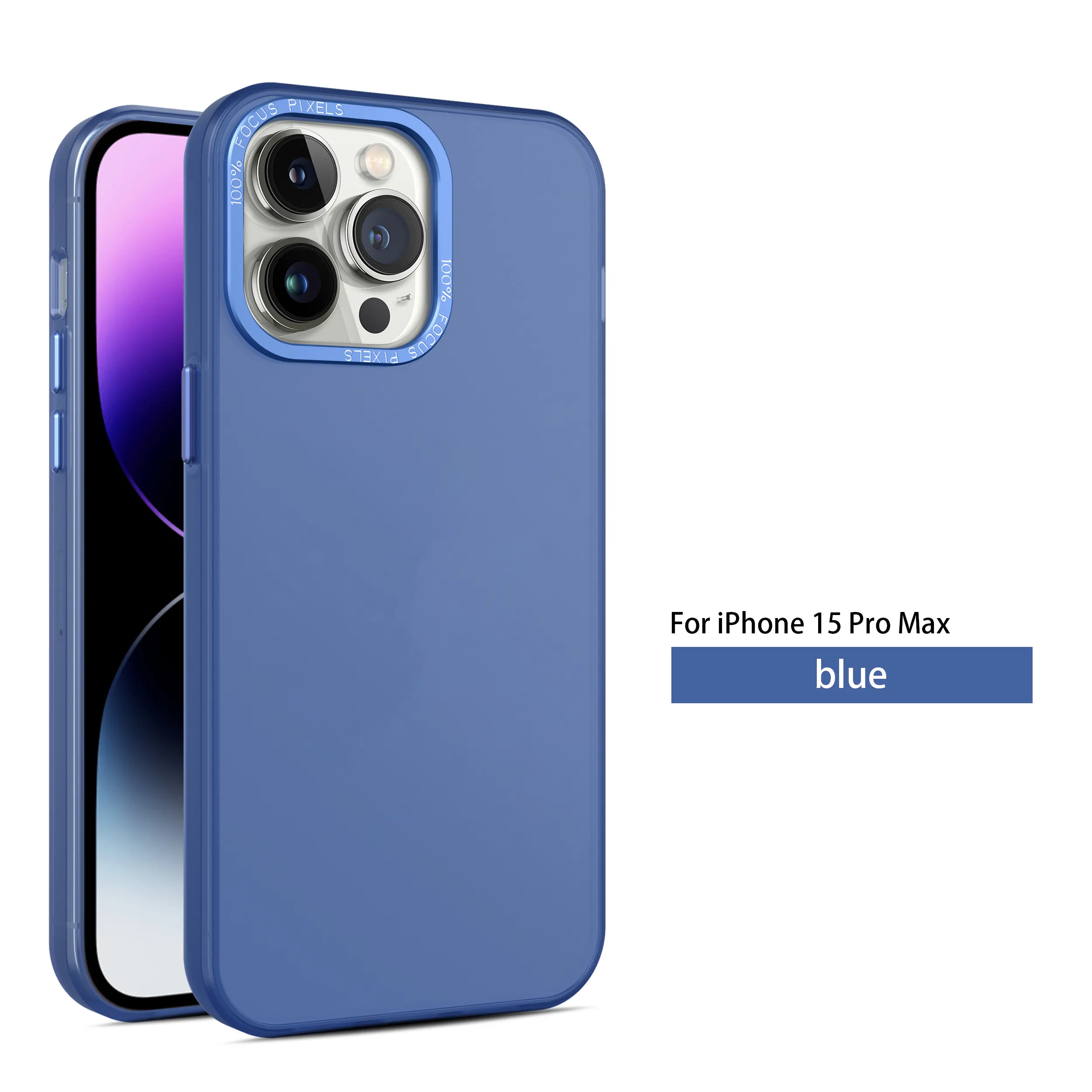 Funda protectora de lente de metal para iPhone 15 14 Pro Max Skin Feel Frosted Matte Translucent PC Back Phone Case para Samsung