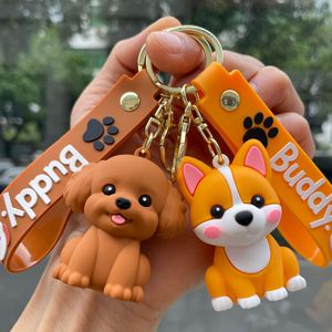 Cute Dog Keychain Creative Shiba Inu Plush Pendant Cartoon Bulldog Couple Bag Charm Corgi Key Ring Wholesale