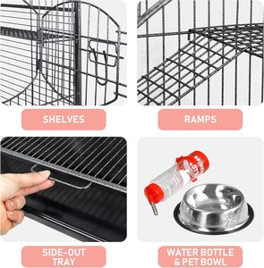 <span class=keywords><strong>Prix</strong></span> usine 37.2 pouces noir métal massif furet Chinchillas chats <span class=keywords><strong>Cage</strong></span> petits animaux maison bouton 3 échelles 2 portes d'entrée - Product Image 4