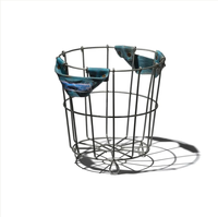 Panier de rangement rond en fil métallique rétro, équipé d'une poignée en maille recyclée, adapté pour la lessive, les courses et la décoration intérieure