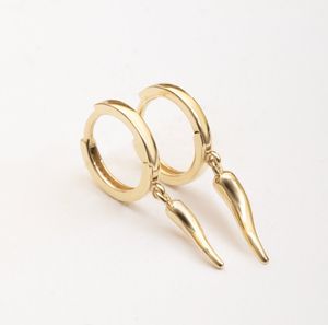 Nouveau design en acier inoxydable corne italienne boucles d'oreilles porte-bonheur <span class=keywords><strong>Cornicello</strong></span> & Cornetto Hoop or amulette boucles d'oreilles - Product Image 2