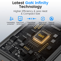 TKT 65W Super Mince GaN Chargeur Nouveau Design Pliable Type C 3 Port Chargeur Mural PD 3.0 Fonction Chargeur Rapide pour iPhone Ordinateur Portable OTP