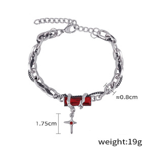 Braccialetto da uomo stile Hip-Hop Punk scuro avvolto in ossidiana croce unico stile alla moda Starlight Charm <span class=keywords><strong>gioielli</strong></span> di moda <span class=keywords><strong>per</strong></span> coppie - Product Image 6