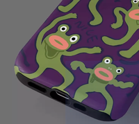 Étui de téléphone deux-en-un en acrylique et TPU avec étui de protection pour téléphone portable, motif grenouille violette amusante