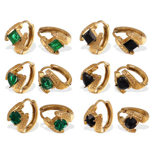 Fashion Stud <b>Earrings</b> Geometric Zinc Alloy 18K Gold Plated Stainless Steel Ear <b>Posts</b> Irregular Design Bezel Setting For Women - Product Image 5