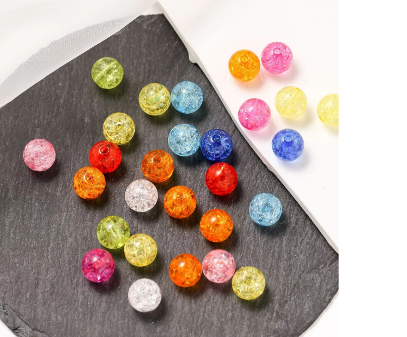Wholesale 8mm to 20mm Acrylic Crack Round Beads DIY Jewelry Making Shiny Chunky Beads Bulk