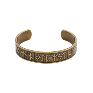 yunnique Retro Gold Runes Cuff <b>Bracelet</b> Men's Copper Alloy Nordic Viking Style Open <b>Bangle</b> Gift Jewelry - Product Image 5