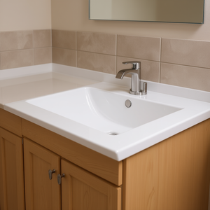 Vasque de salle de bain rectangulaire en céramique, blanc brillant, 24 po (profondeur) x 18,3 po (largeur) x 6,7 po (hauteur), à poser sur comptoir, monotrou - Product Image 2