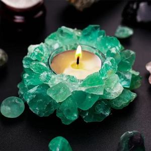 Wholesale Natural Healing <b>Crystal</b> Candle Holder <b>Raw</b> Amethyst Fluorite Rose Quartz Tea Light Candlestick Table Home Decor Gift - Product Image 5