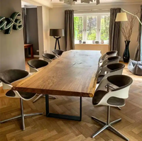 Ensemble élégant de table console en bois massif pour hôtel, restaurant, cuisine, bar avec panneau en bois de résine époxy 1pc