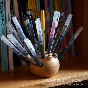 Portalápices de madera con forma de pez globo, organizador de escritorio redondo con forma de animal, para almacenamiento en el hogar u oficina, regalo - Product Image 1
