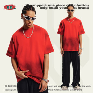 Camiseta de algodón de gran tamaño con logotipo personalizado, impresión por inyección directa, cuello redondo, camisetas desgastadas en blanco de alta calidad, Unisex - Product Image 3