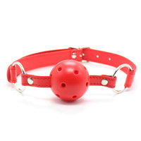 BDSM, sangle en PVC réglable, bâillon à boule respirant, bâillon noir pour la bouche, jouet de bondage pour adultes, jeu de rôle dominant et soumis