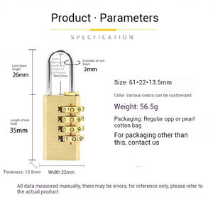 छोटे चार पहिया उच्च सुरक्षा एंटी-चोरी वर्ग एकल लीवर लॉकिंग क्रोम-प्लेटेड पीतल अंक संयोजन पैडलॉक - Product Image 5
