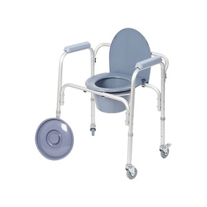 <b>Portable</b> <b>Commode</b> Chair Aluminum Alloy Frame With Wheels For Elderly And Pregnant Women Lightweight Foldable Toilet Chair - Product Image 2