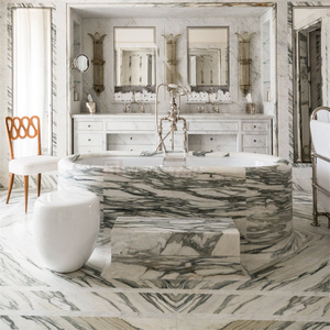 Newstar Calacatta Viola marmo Freestanding marmo <span class=keywords><strong>vasca</strong></span> da bagno in pietra naturale <span class=keywords><strong>vasca</strong></span> da bagno in marmo bianco - Product Image 4