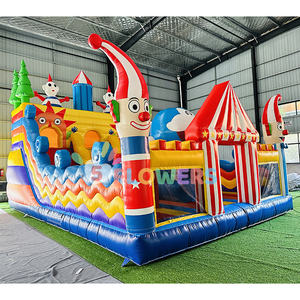 Nouveau design gonflable Jumping <span class=keywords><strong>Paradise</strong></span> Juegos Inflables Cirque Clown Thème Château de maison plein d'entrain avec toboggan - Product Image 4