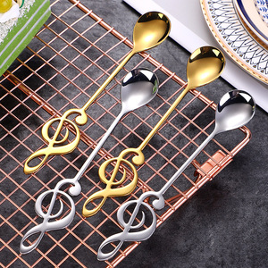 Cuillère à café en acier inoxydable 304, cuillère à mélanger, cuillère créative en forme de note de musique, cuillère en titane, cuillère à mug avec cadeau offert - Product Image 4