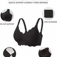 Soutien-gorge Jelly sans couture pour femme, sans armatures, design de soutien, effet push-up Jelly, grandes tailles, bonnets profonds, bretelles réglables, bord festonné