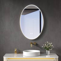 Miroir mural intelligent anti-buée ovale à LED éclairé, cadre en aluminium moderne et luxueux, garantie de 2 ans, pour salon de beauté et hôtel