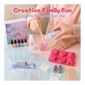 ชุดงานฝีมือ Taba Squishy ขายส่ง แบบสองชิ้น ถาดยางนิ่ม ตัวละคร ของตกแต่งสีสัน กลิตเตอร์ ถ้วย ไม้คนสี ยูนิคอร์น กล่องของขวัญ - Product Image 2